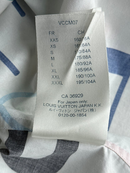 Louis Vuitton White Multicolor Electric Letters Button Up Shirt