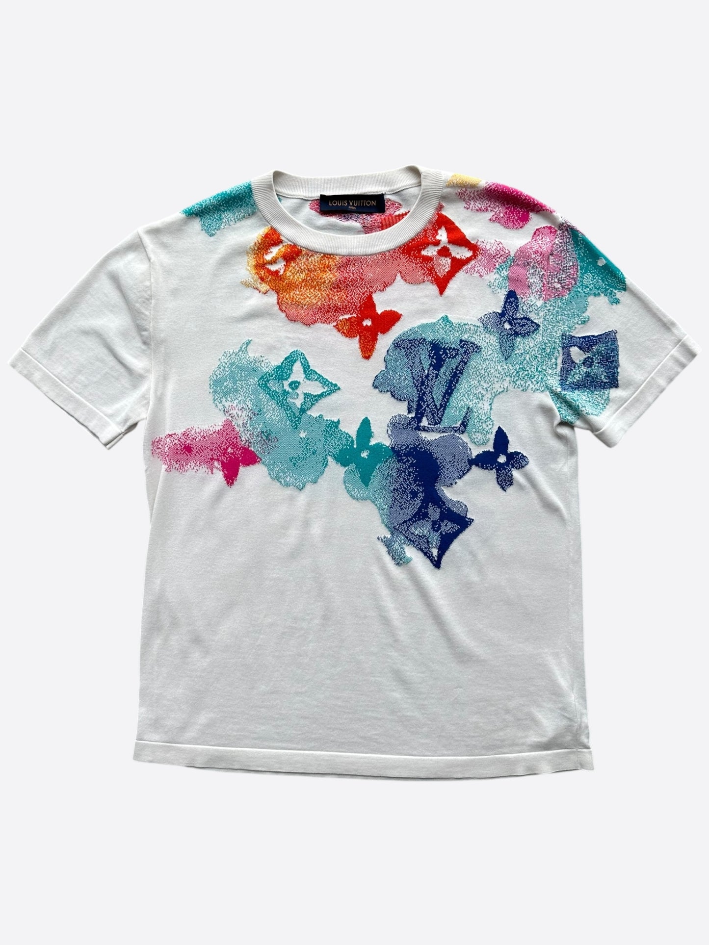 Louis Vuitton White Multicolor Watercolor Monogram T-Shirt