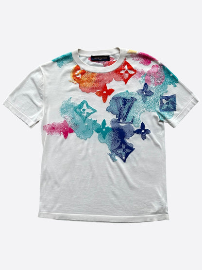 Louis Vuitton White Multicolor Watercolor Monogram T-Shirt