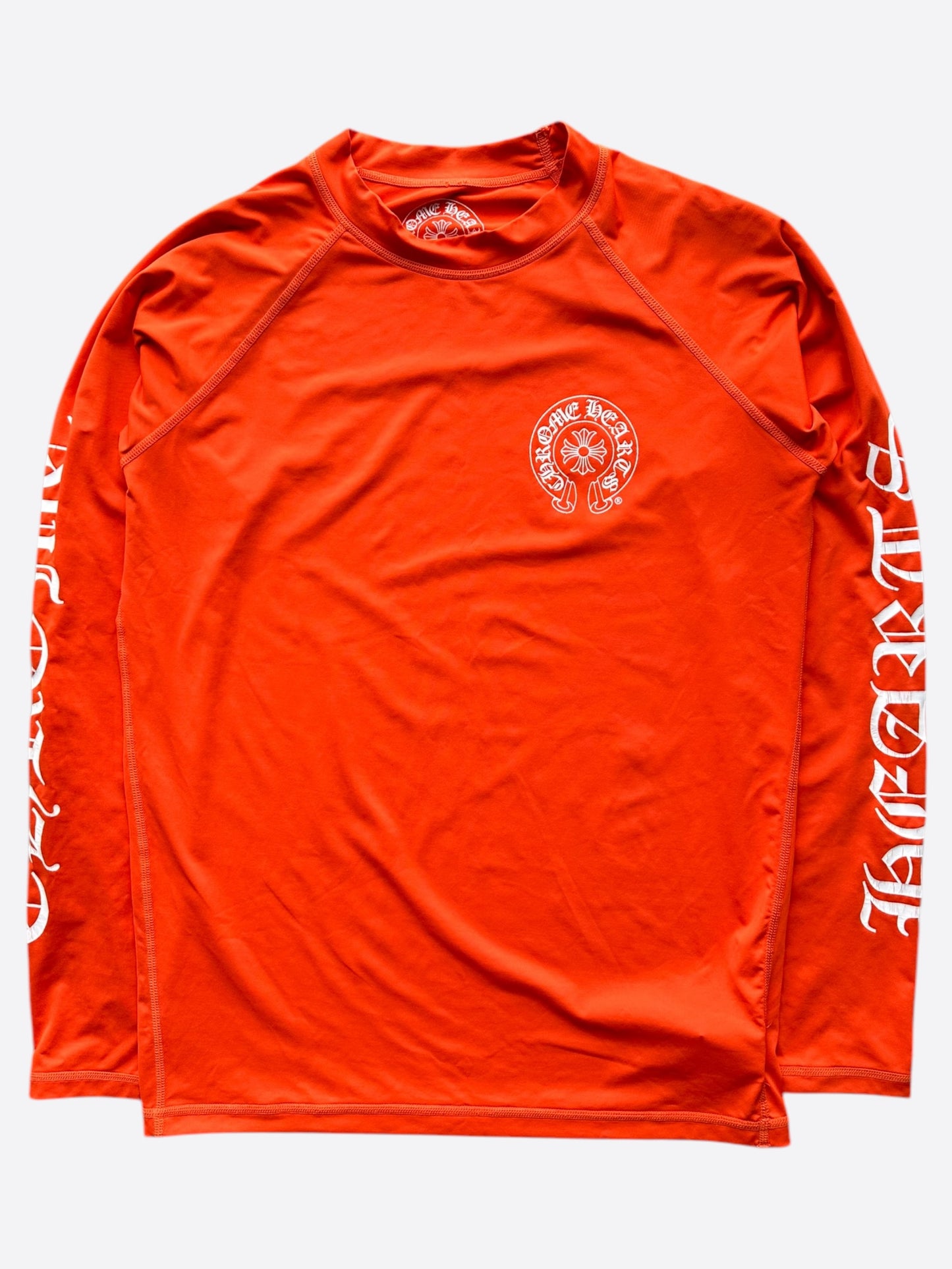 Chrome Hearts Orange & White Horseshoe logo Rash Guard Longsleeve T-Shirt