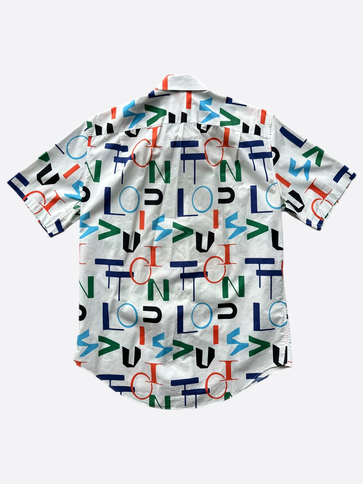 Louis Vuitton White Multicolor Electric Letters Button Up Shirt