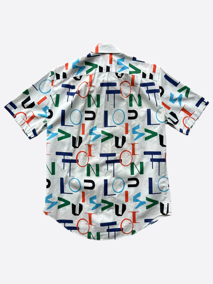 Louis Vuitton White Multicolor Electric Letters Button Up Shirt