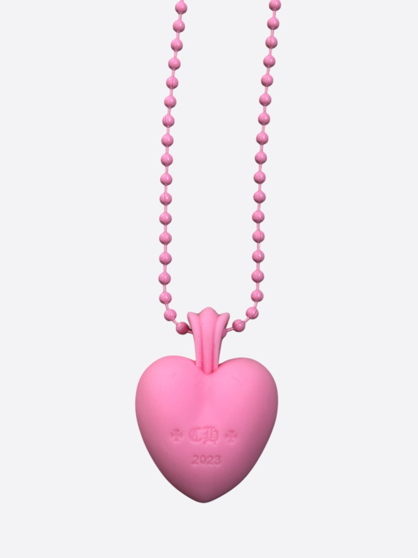 Chrome Hearts Pink Silichrome Heart Necklace