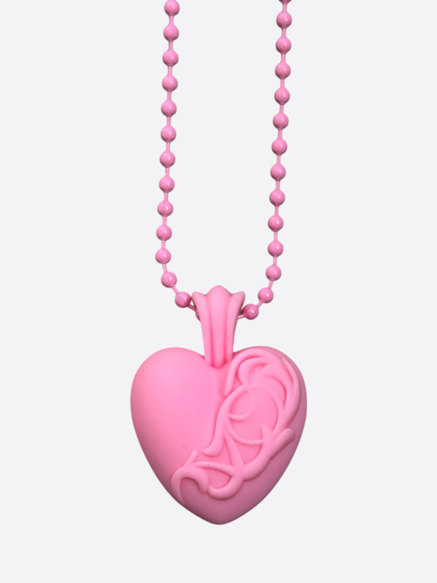 Chrome Hearts Pink Silichrome Heart Necklace
