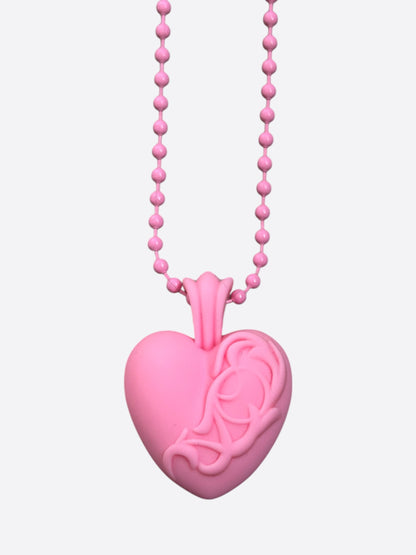 Chrome Hearts Pink Silichrome Heart Necklace