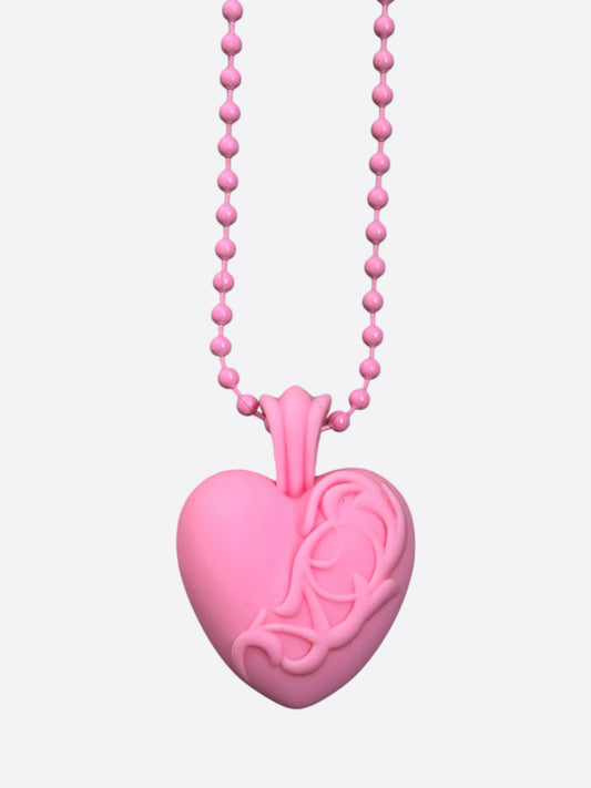 Chrome Hearts Pink Silichrome Heart Necklace
