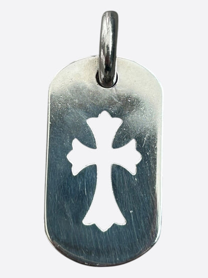 Chrome Hearts Silver Cross Dog Tag Pendant