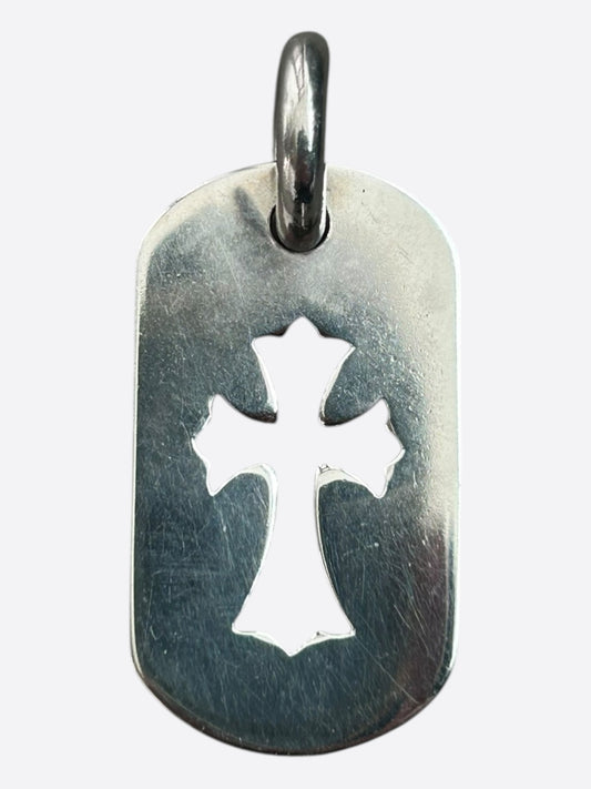 Chrome Hearts Silver Cross Dog Tag Pendant