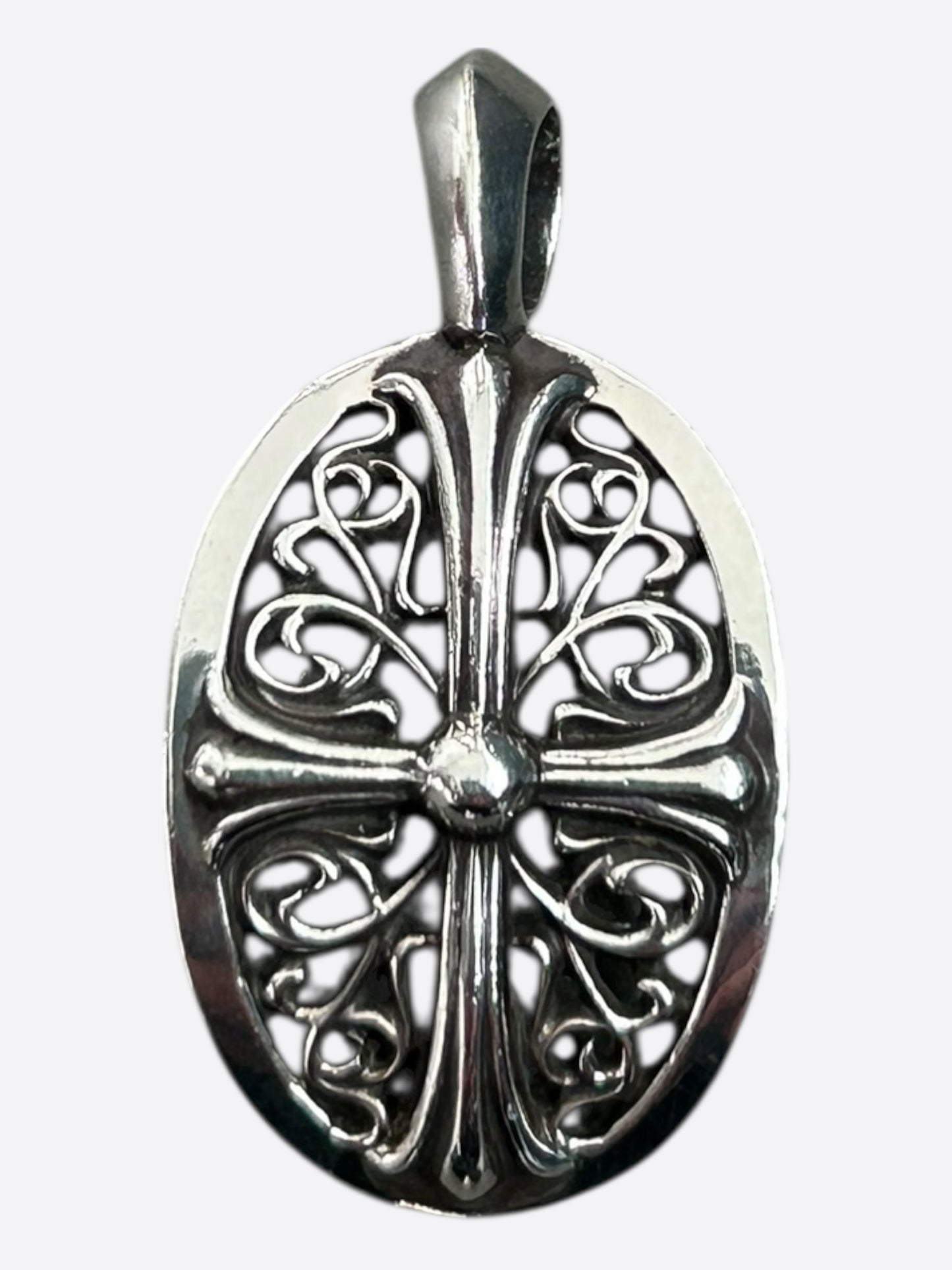 Chrome Hearts Silver Oval Cross Pendant