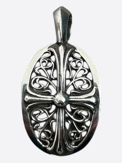 Chrome Hearts Silver Oval Cross Pendant