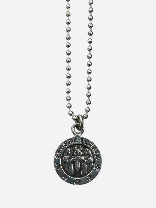Chrome Hearts Silver Angel Medallion Necklace