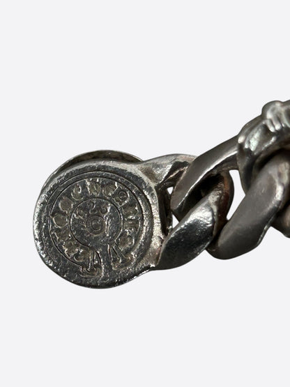 Chrome Hearts Silver Fancy Link Floral Cross Cuban Bracelet