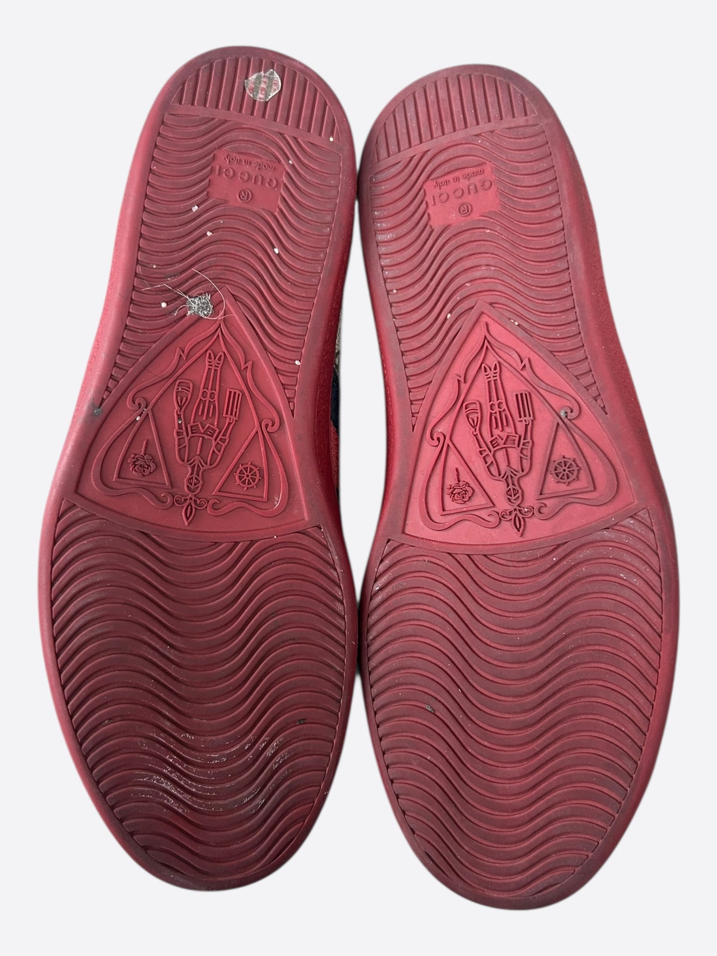 Gucci Beige GG Monogram Striped Ace Sneaker