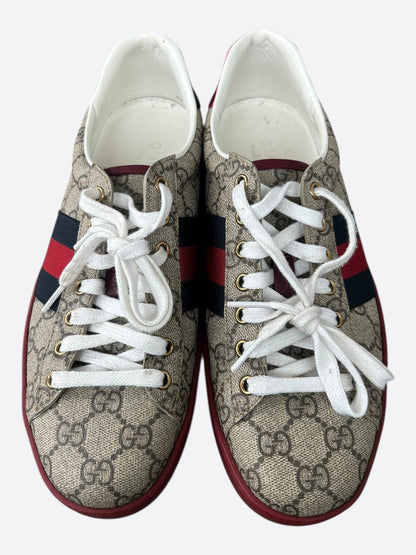 Gucci Beige GG Monogram Striped Ace Sneaker