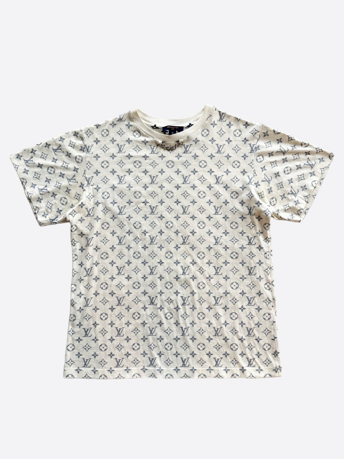 Louis Vuitton White & Blue Monogram T-Shirt