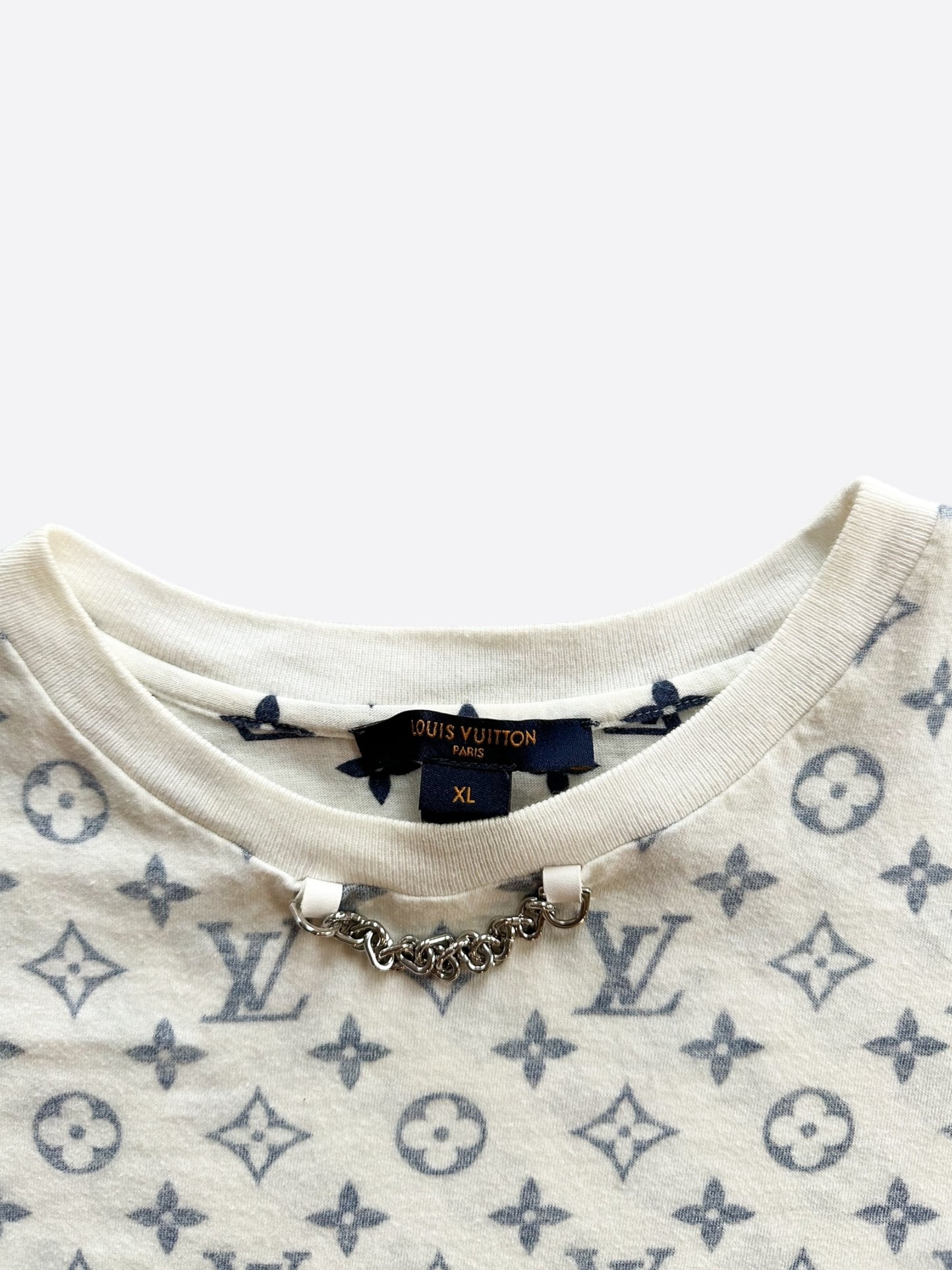 Louis Vuitton White & Blue Monogram T-Shirt