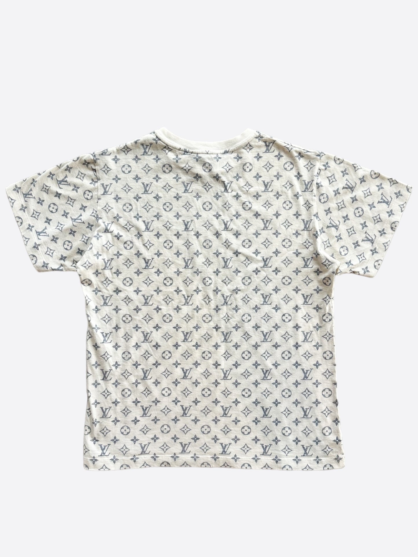 Louis Vuitton White & Blue Monogram T-Shirt