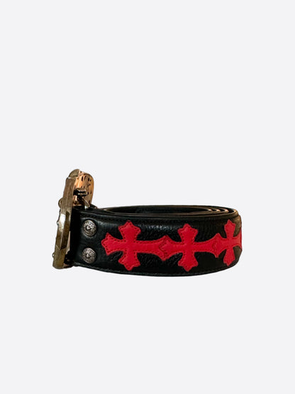 Chrome Hearts Black & Red Cross Patch Cemetery Belt