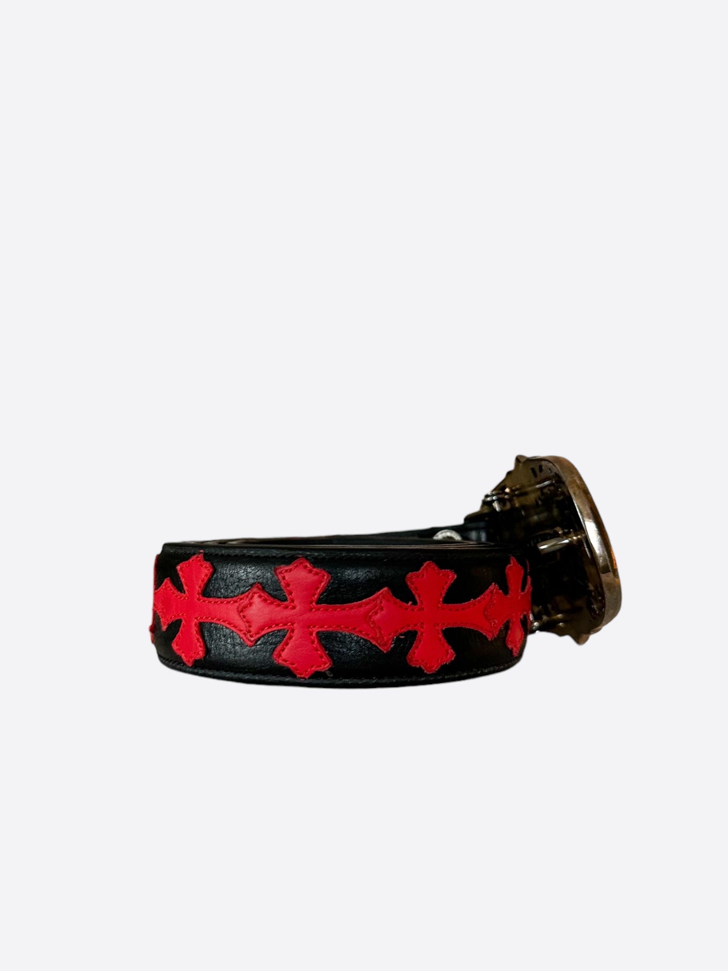 Chrome Hearts Black & Red Cross Patch Cemetery Belt