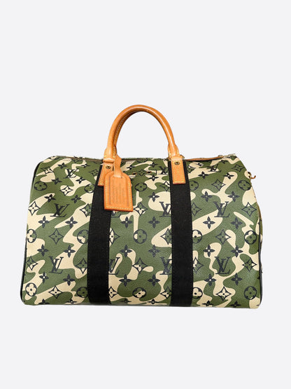 Louis Vuitton Takashi Murakami Green Camouflage Monogram Speedy 35