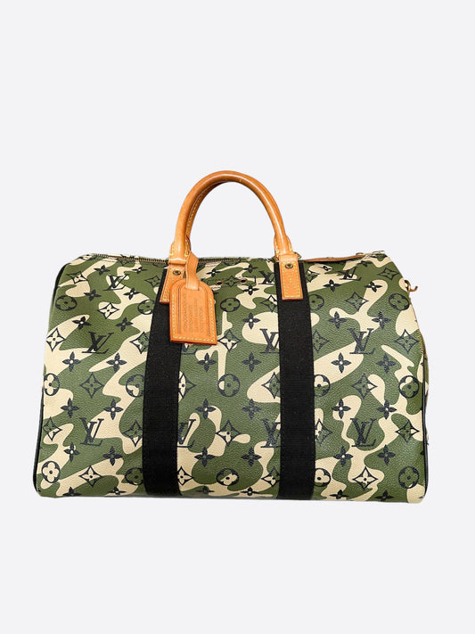 Louis Vuitton Takashi Murakami Green Camouflage Monogram Speedy 35