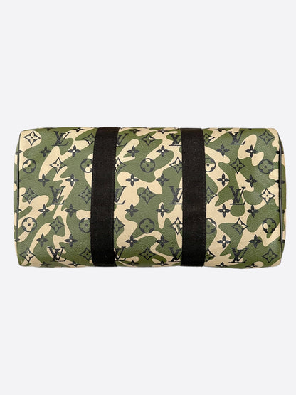 Louis Vuitton Takashi Murakami Green Camouflage Monogram Speedy 35