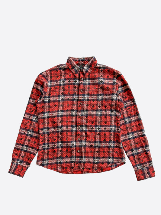 Chrome Hearts Red Cross Patch Jacquard Button Up