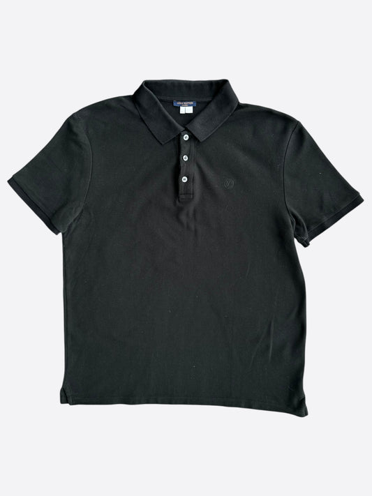 Louis Vuitton Black Embroidered Logo Polo T-Shirt