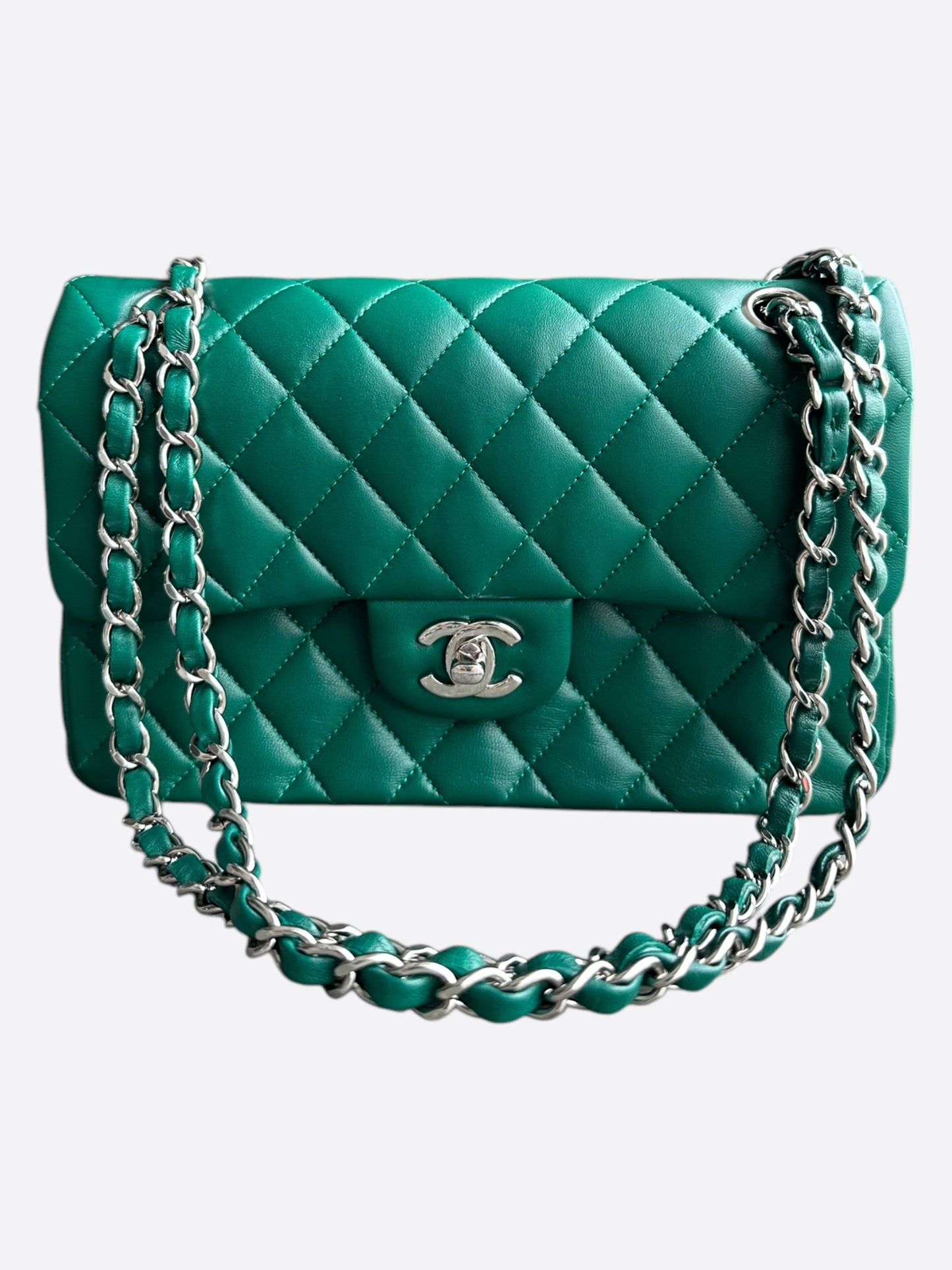 Chanel Green Quilted Calfskin Medium Flap Bag