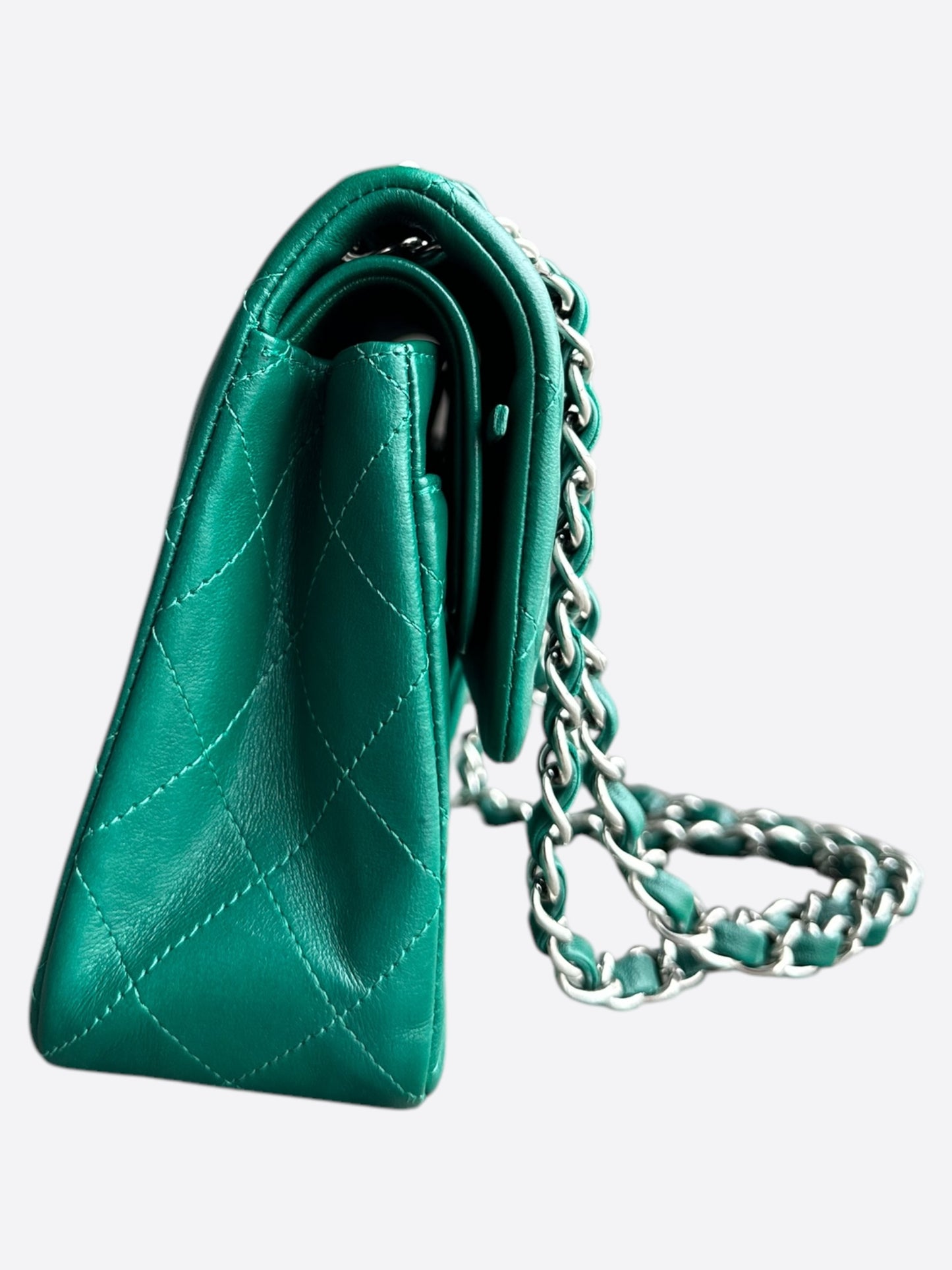 Chanel Green Quilted Calfskin Medium Flap Bag