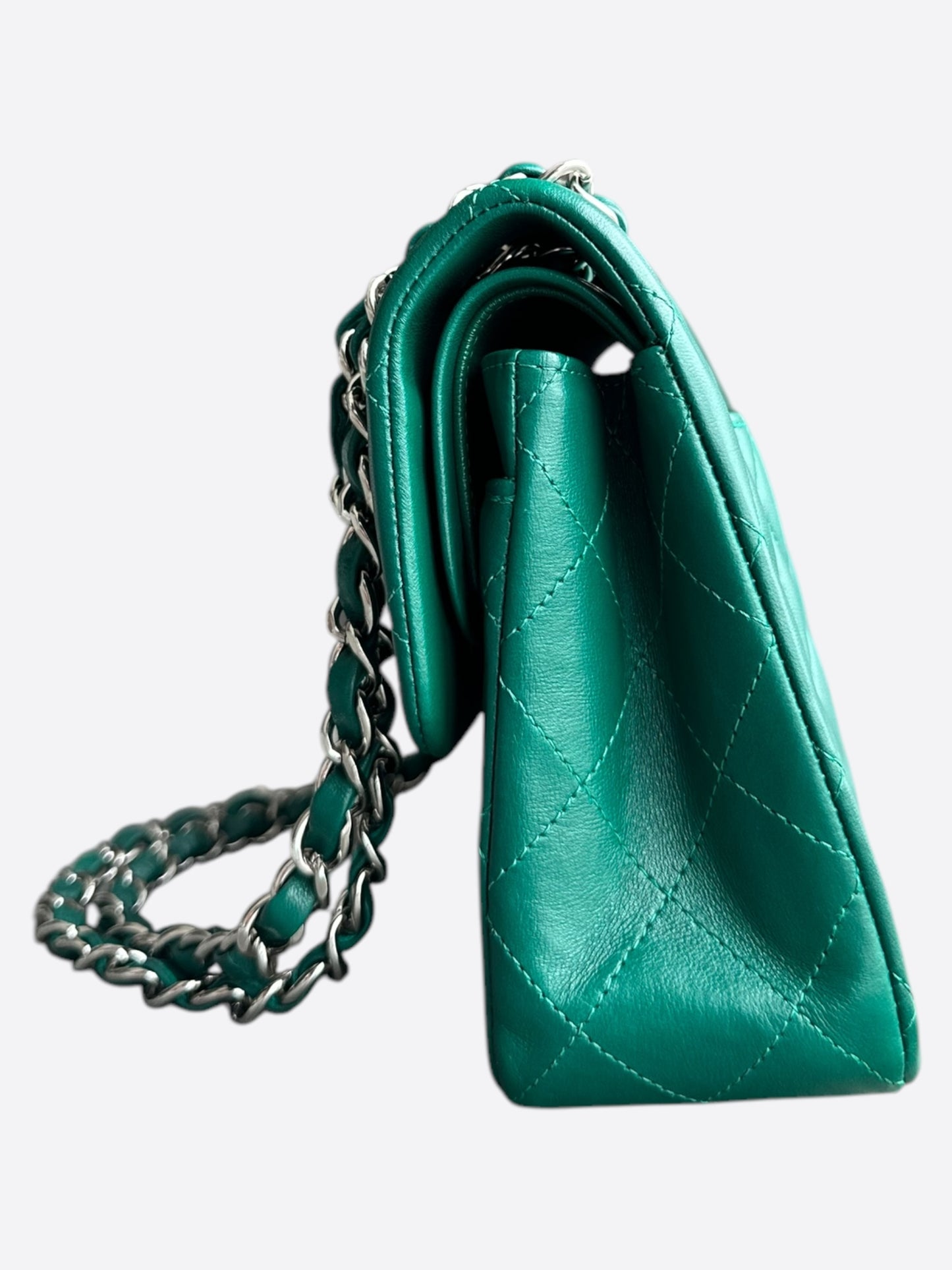 Chanel Green Quilted Calfskin Medium Flap Bag