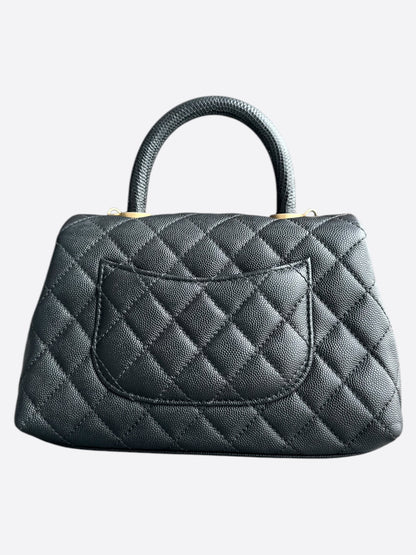 Chanel Black Caviar Quilted Small Top Handle Bag