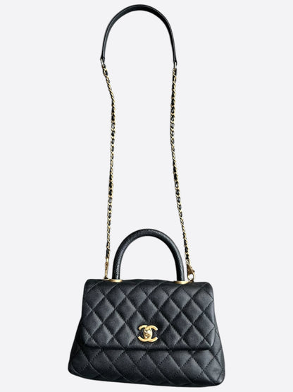 Chanel Black Caviar Quilted Small Top Handle Bag