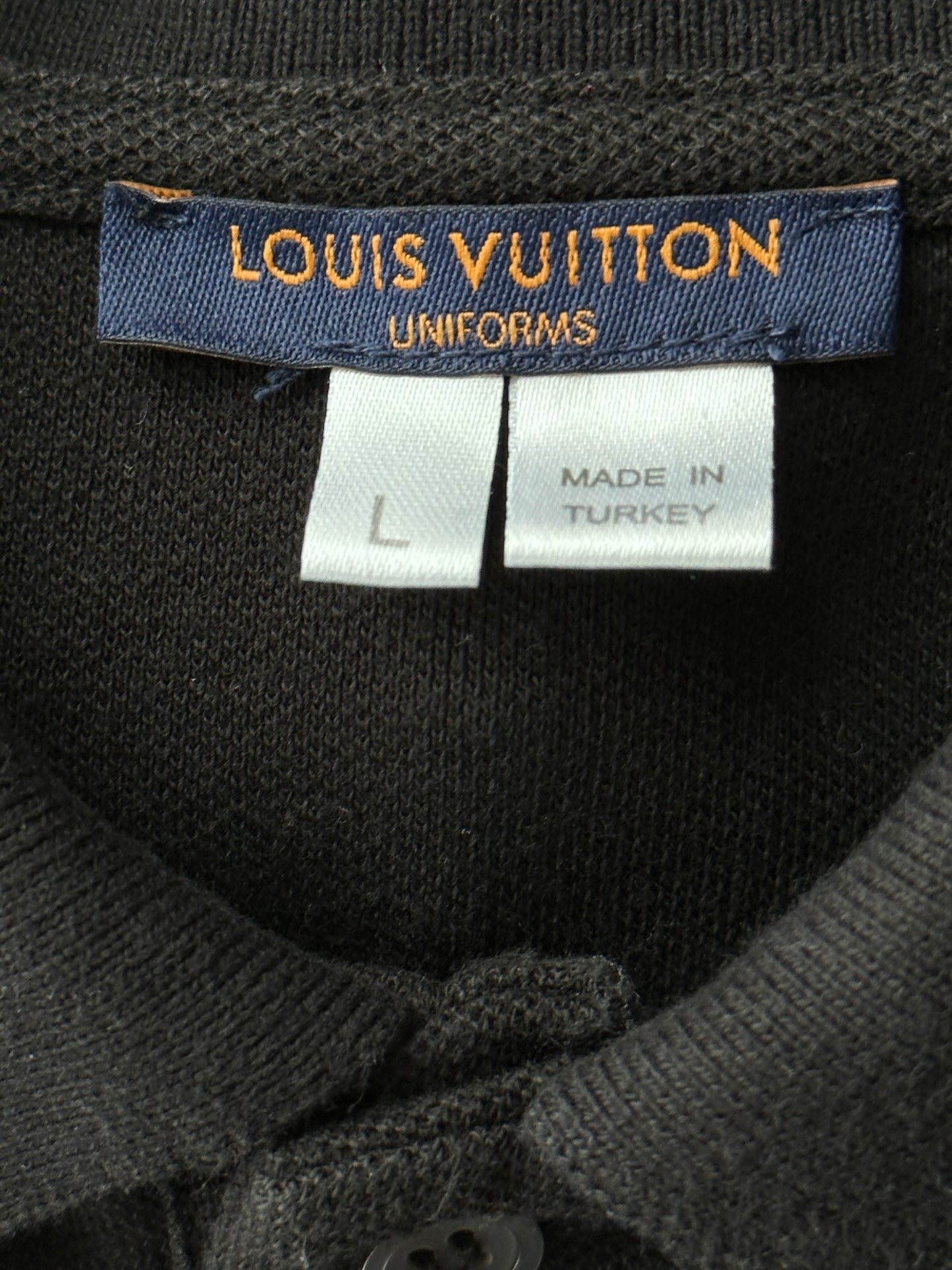 Louis Vuitton Black Embroidered Logo Polo T-Shirt