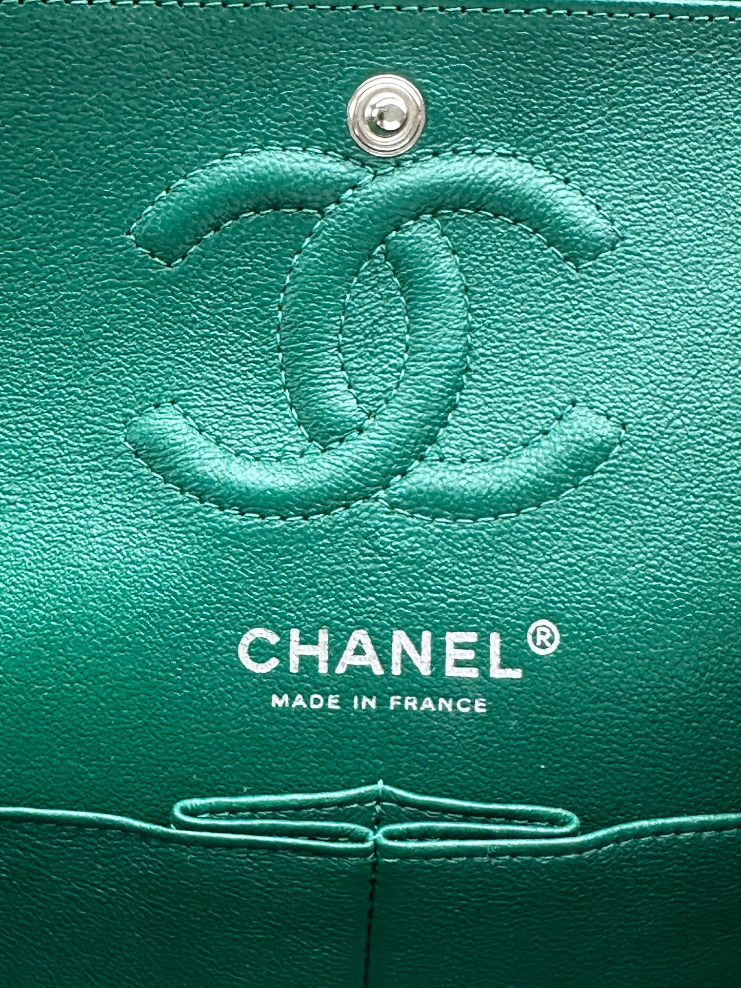 Chanel Green Quilted Calfskin Medium Flap Bag