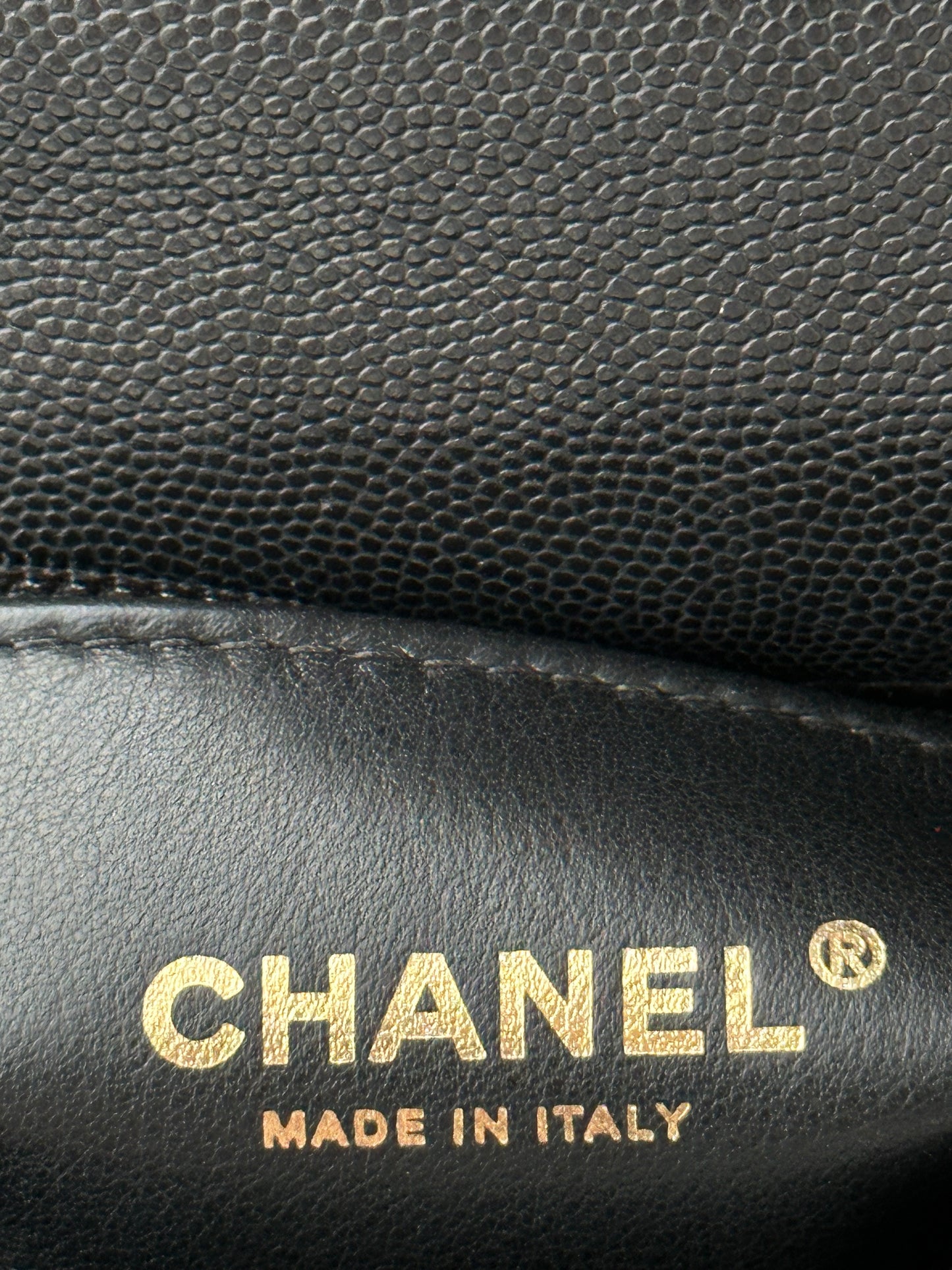 Chanel Black Caviar Quilted Small Top Handle Bag