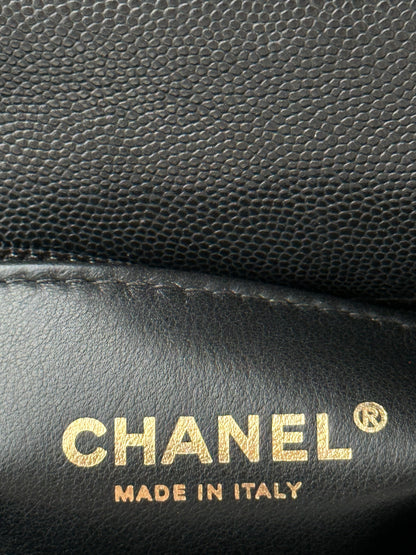 Chanel Black Caviar Quilted Small Top Handle Bag