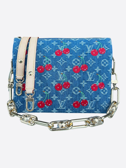 Louis Vuitton Takashi Murakami Blue Cherry Monogram Denim Coussin PM