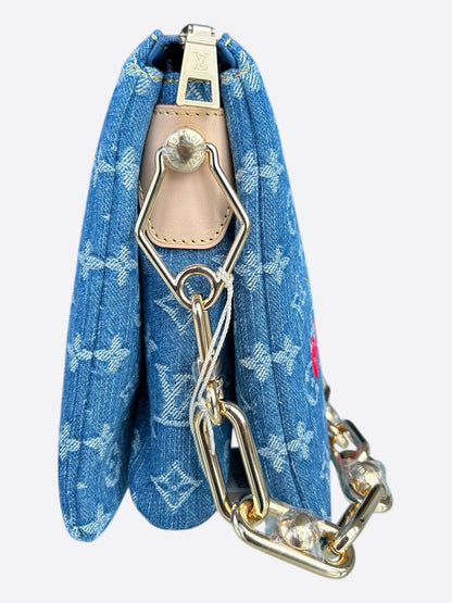 Louis Vuitton Takashi Murakami Blue Cherry Monogram Denim Coussin PM