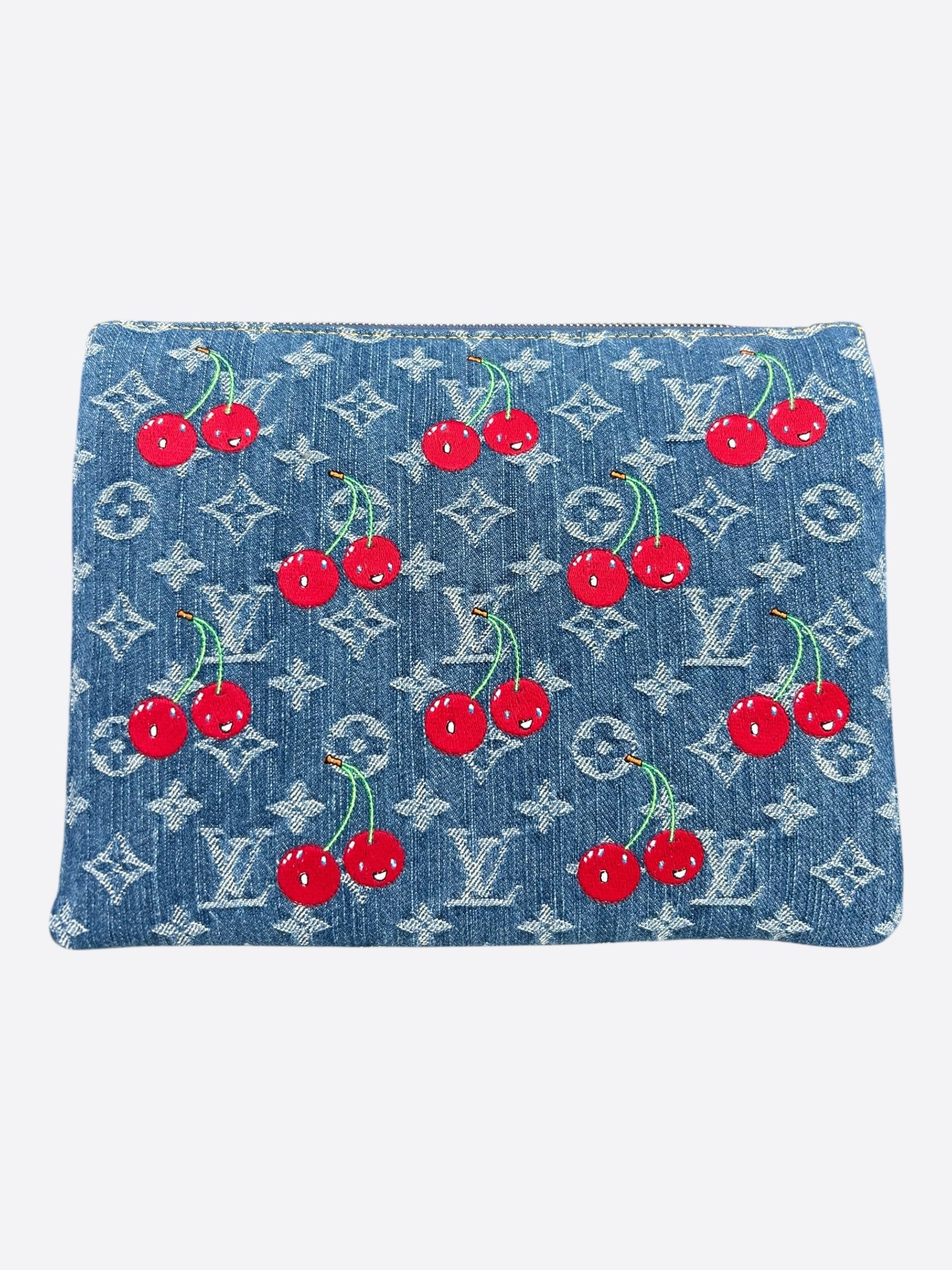 Louis Vuitton Takashi Murakami Blue Cherry Monogram Denim Coussin PM