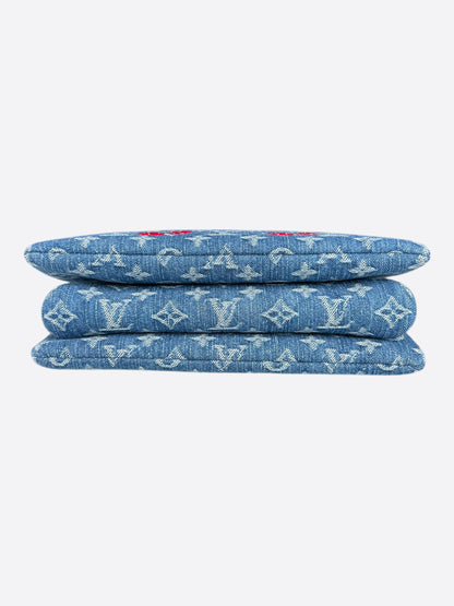 Louis Vuitton Takashi Murakami Blue Cherry Monogram Denim Coussin PM