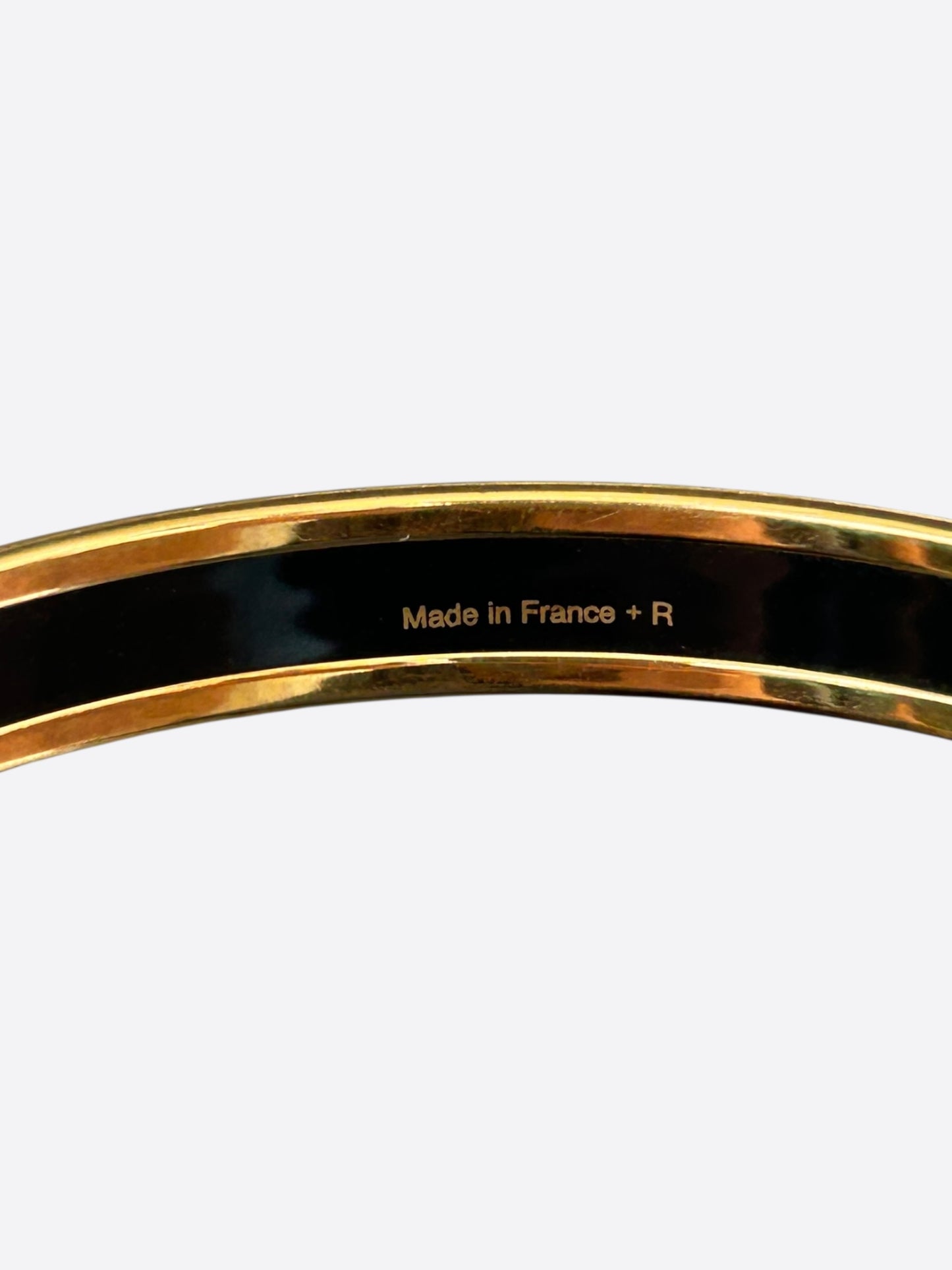 Hermes Gold & Black Enamel Elephant Motif Bangle