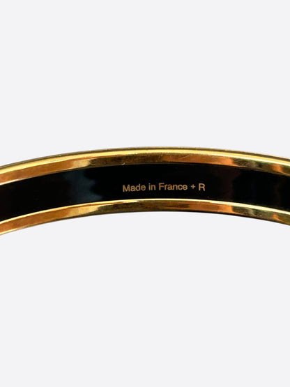 Hermes Gold & Black Enamel Elephant Motif Bangle