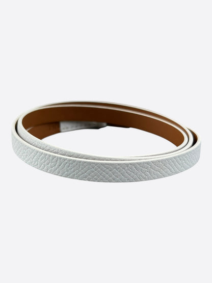 Hermes White Epsom & Palladium Hardware Behapi Double Tour Bracelet