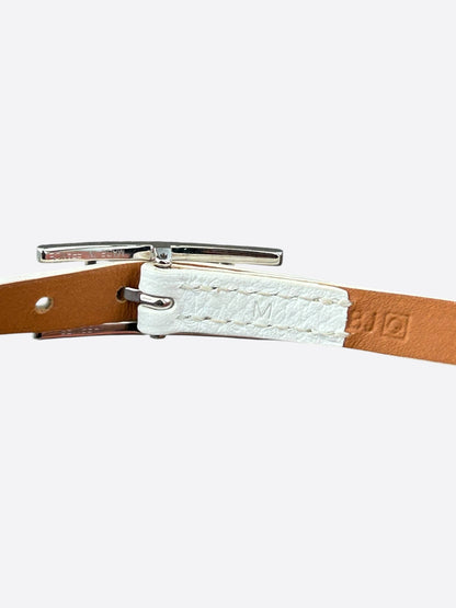 Hermes White Epsom & Palladium Hardware Behapi Double Tour Bracelet