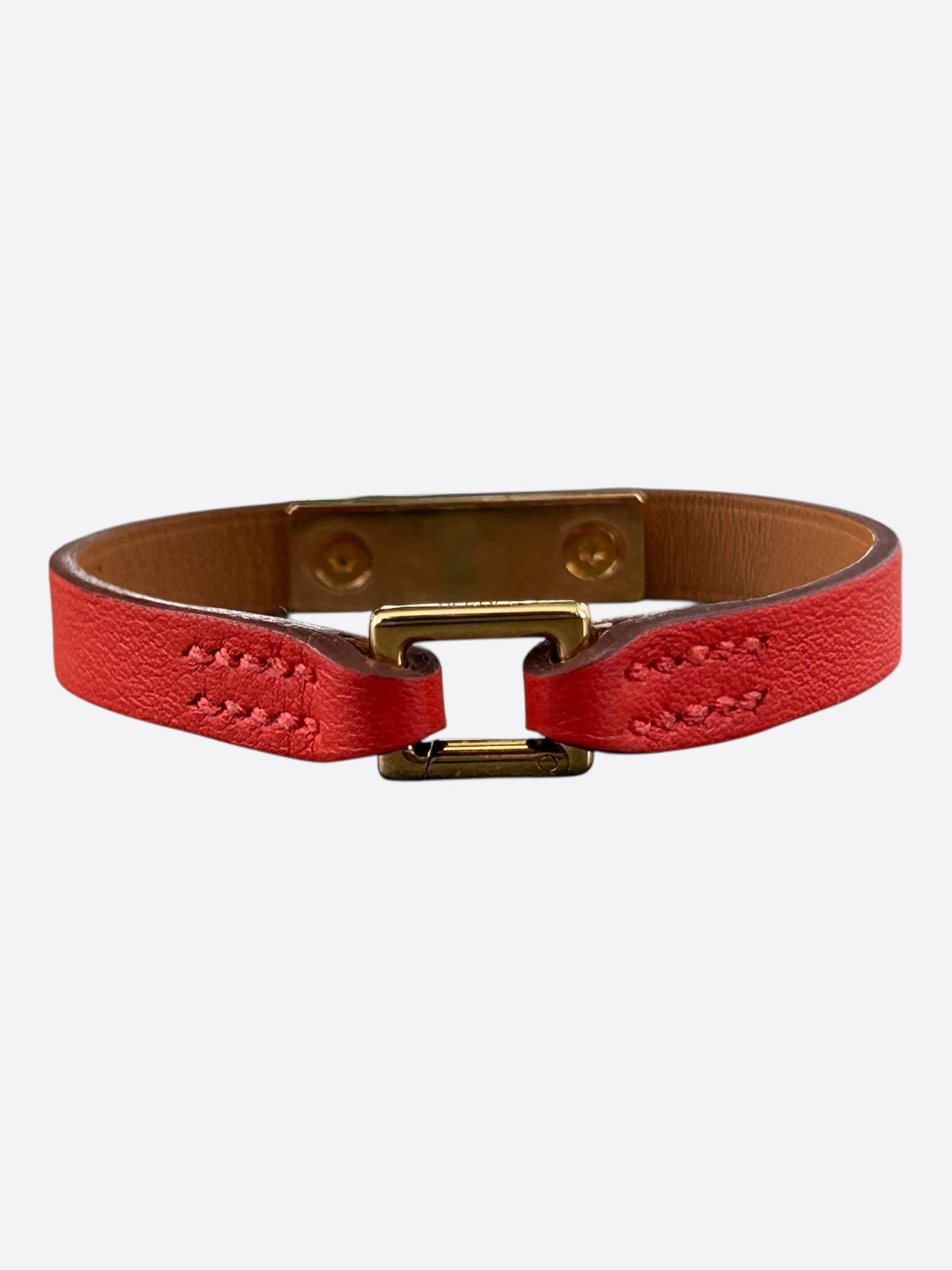 Hermes Red Swift & Gold Hardware Mini Rivale Bracelet