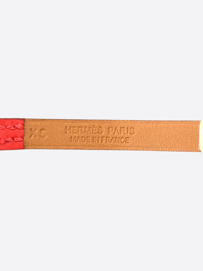 Hermes Red Swift & Gold Hardware Mini Rivale Bracelet