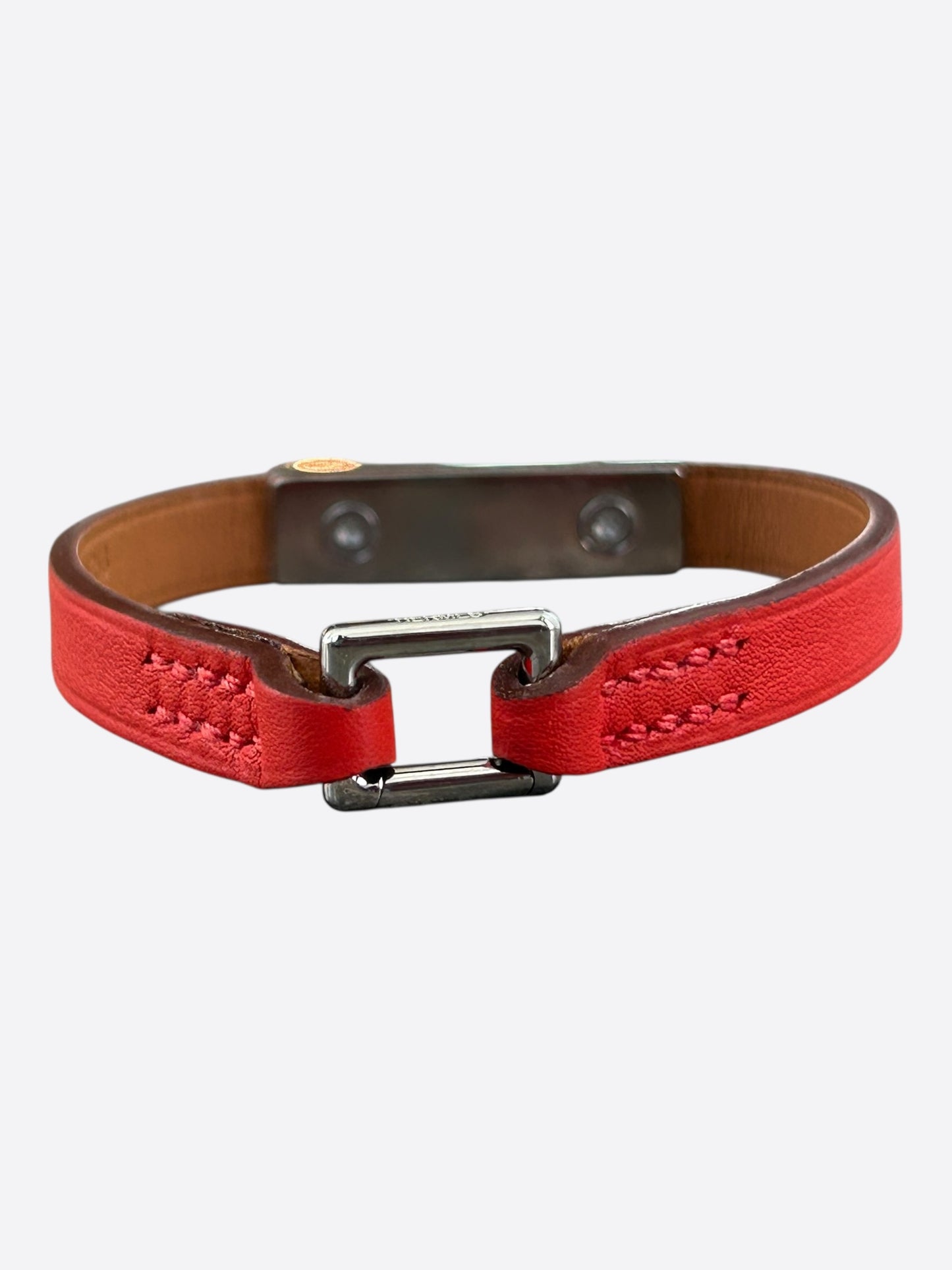 Hermes Red Swift & Palladium Hardware Mini Kelly Bracelet