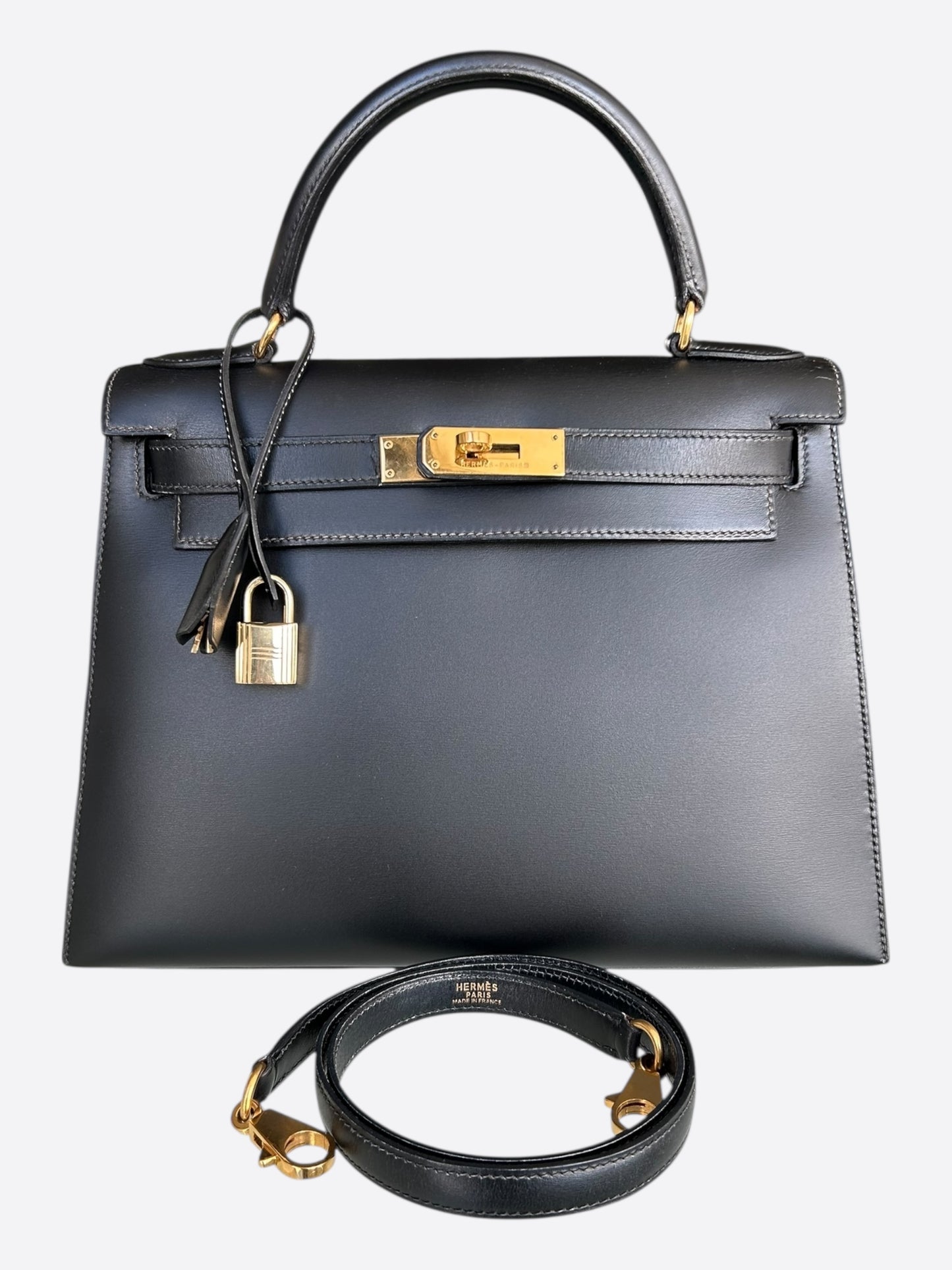 Hermes Black Box & Gold Hardware Kelly 28