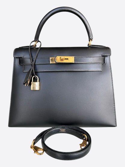 Hermes Black Box & Gold Hardware Kelly 28